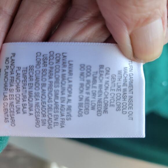 LAURA SCOTT WOMENS GREEN SCATTERED BEADS HOLIDAY SWEATER XL - Picture 4 of 8